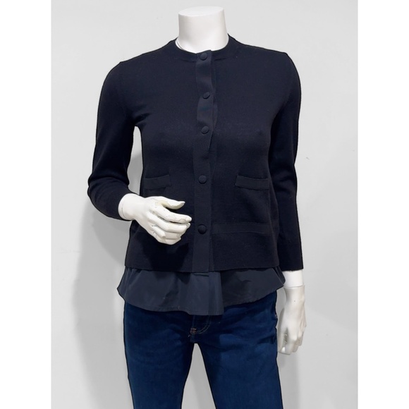 Moncler Women's Black 100% Virgin Wool Maglione Tricot Cardigan Size XS - Picture 1 of 12